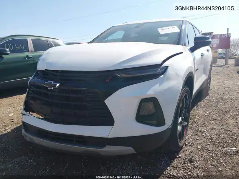 3GNKBHR44NS204105 — 2022 Chevrolet Blazer, фото 2 с аукциона IAAI, Передняя часть