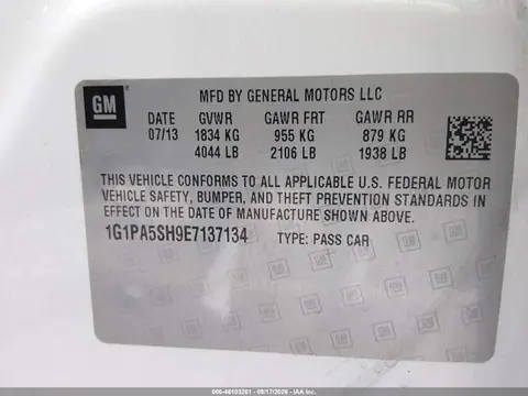 2014 Chevrolet Cruze Ls Auto VIN 1G1PA5SH9E7137134 фото 9