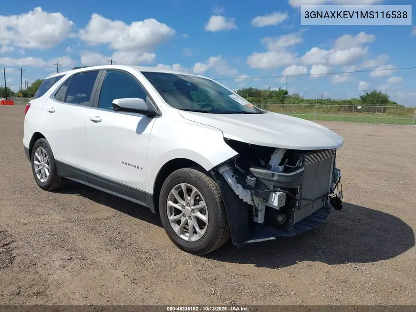 3GNAXKEV1MS116538 — 2021 Chevrolet Equinox, фото 2 с аукциона IAAI, Передняя часть