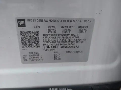 2024 Chevrolet Equinox Awd Lt VIN 3GNAXUEG0RS238473 фото 10