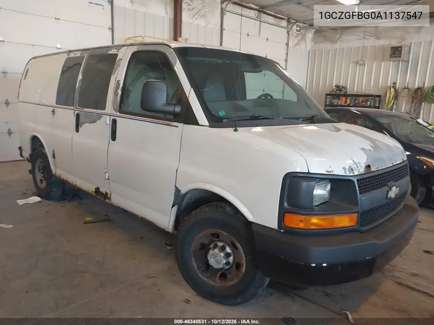2010 Chevrolet Express 2500 Work Van VIN 1GCZGFBG0A1137547 фото 2