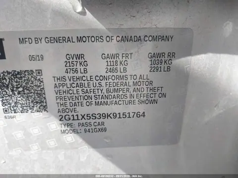 2019 Chevrolet IMPALA LS VIN 2G11X5S39K9151764 фото 9