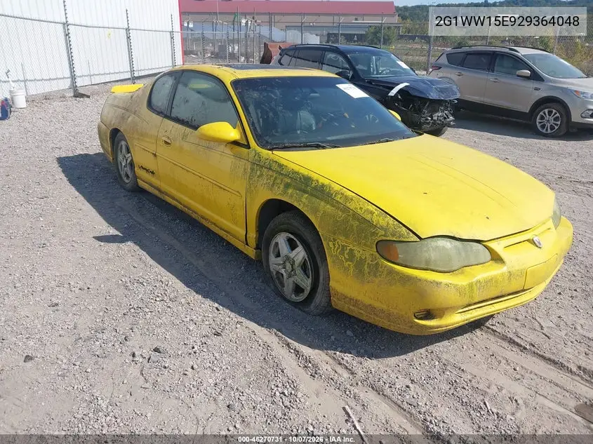 2002 Chevrolet Monte Carlo Ls VIN 2G1WW15E929364048 фото 1