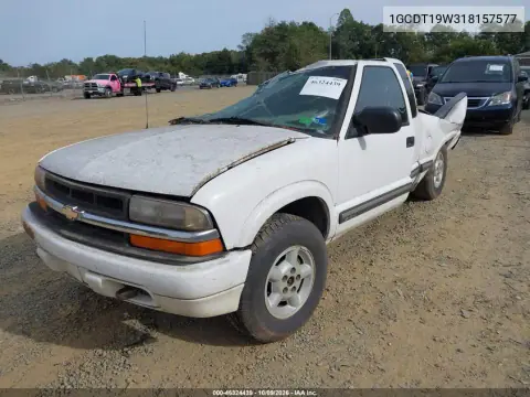 2001 Chevrolet S-10 Ls VIN 1GCDT19W318157577 фото 2