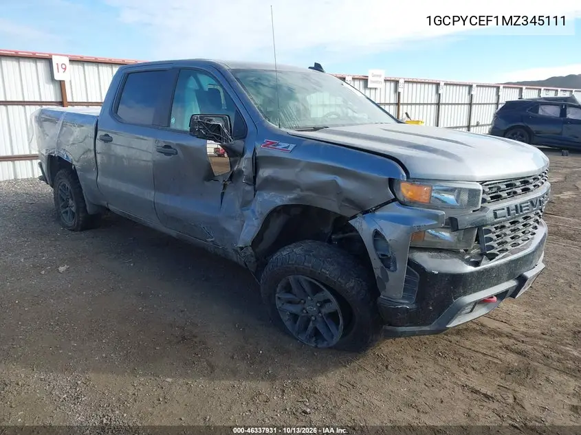 1GCPYCEF1MZ345111 — 2021 Chevrolet Silverado, фото 2 с аукциона IAAI, Боковая часть