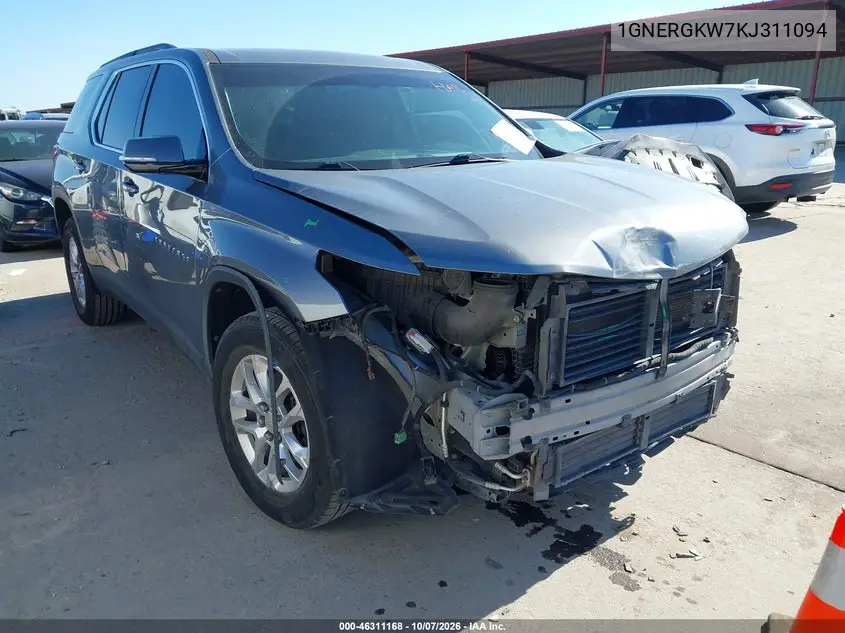 2019 Chevrolet Traverse 1Lt VIN 1GNERGKW7KJ311094 фото 1