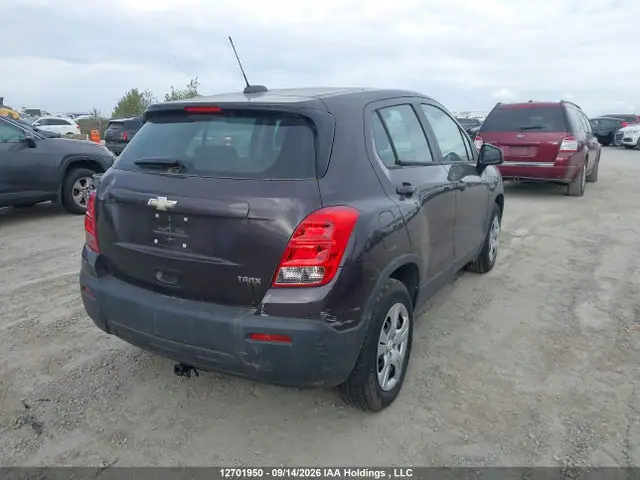 3GNCJKSB4FL137336 — 2015 Chevrolet Trax LS FWD, фото 4 с аукциона IAAI 29.09.2026, Передан на благотворительность