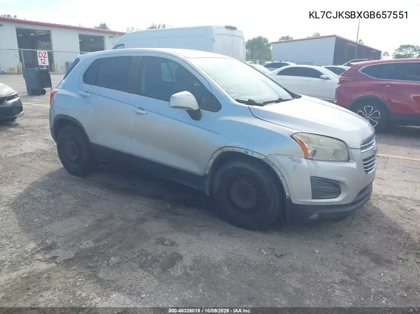 2016 Chevrolet Trax 1Ls VIN KL7CJKSBXGB657551 фото 2