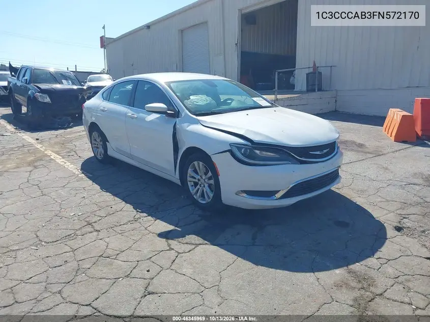 1C3CCCAB3FN572170 — 2015 Chrysler 200, фото 2 с аукциона IAAI, Передняя часть