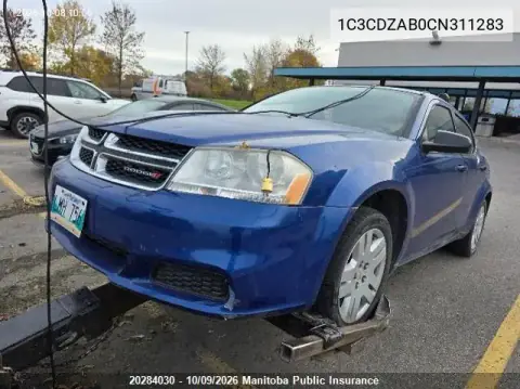 1C3CDZAB0CN311283 — 2012 Dodge Avenger, Град, фото до ремонта