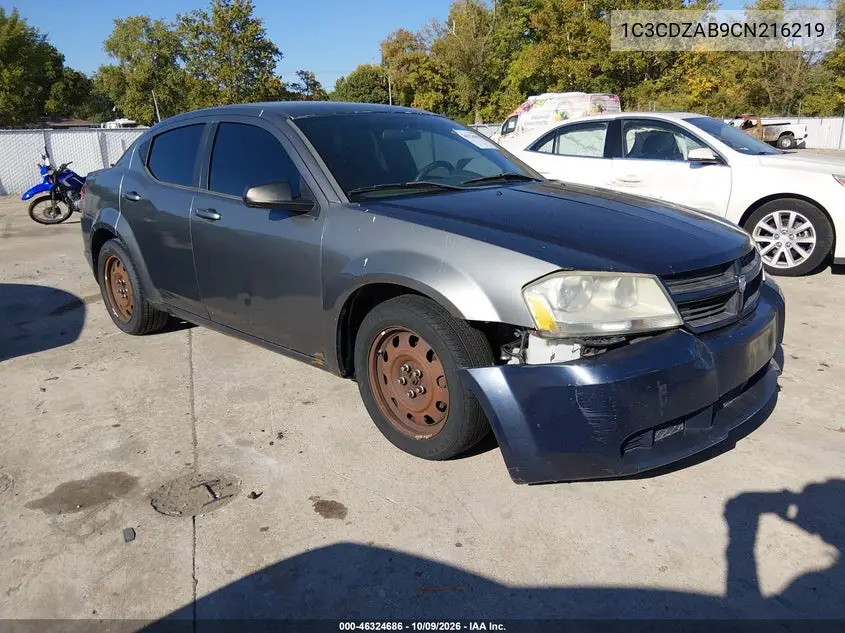 2012 Dodge Avenger Se VIN 1C3CDZAB9CN216219 фото 2