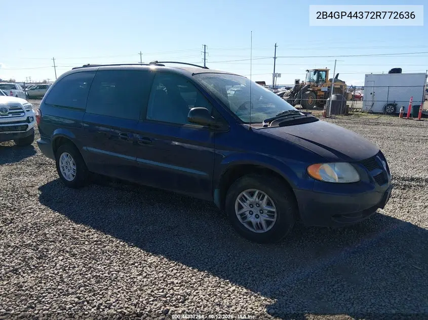 2002 Dodge Grand Caravan Sport VIN 2B4GP44372R772636 фото 2