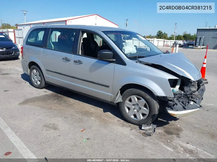 2012 Dodge Grand Caravan Se/Avp VIN 2C4RDGBG4CR381215 фото 2