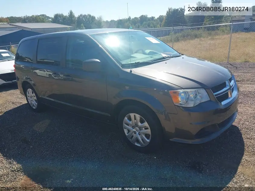 2C4RDBGB5JR180274 — 2018 Dodge Caravan, фото 2 с аукциона IAAI, Передняя часть слева
