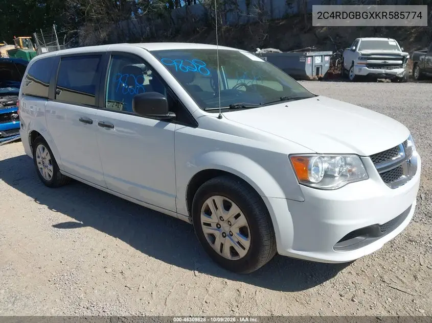 2019 Dodge Grand Caravan Se VIN 2C4RDGBGXKR585774 фото 2