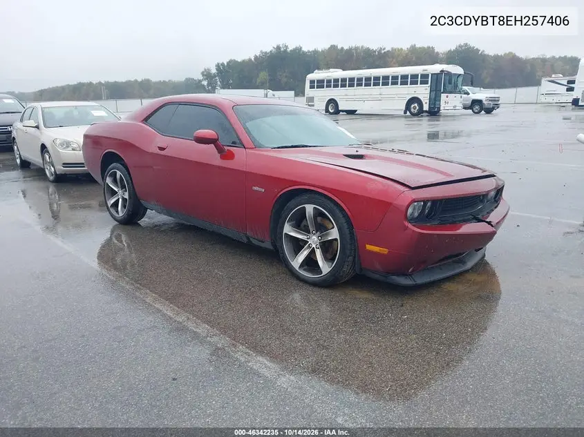 2C3CDYBT8EH257406 — 2014 Dodge Challenger, фото 2 с аукциона IAAI, Передняя часть слева