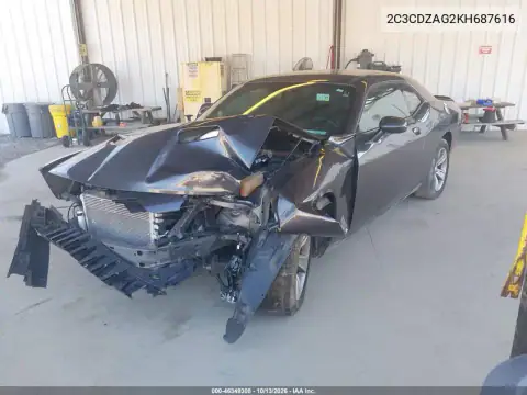 2C3CDZAG2KH687616 — 2019 Dodge Challenger, фото 2 с аукциона IAAI, Передняя часть