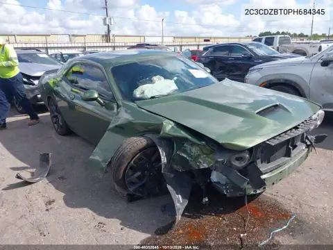 2C3CDZBT0PH684345 — 2023 Dodge Challenger, Передняя часть, фото до ремонта