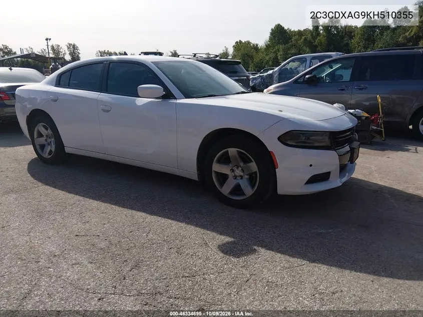 2019 Dodge Charger Police Rwd VIN 2C3CDXAG9KH510355 фото 2