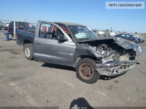 1B7FL16X22S631609 — 2002 Dodge Dakota, Передняя часть, фото до ремонта