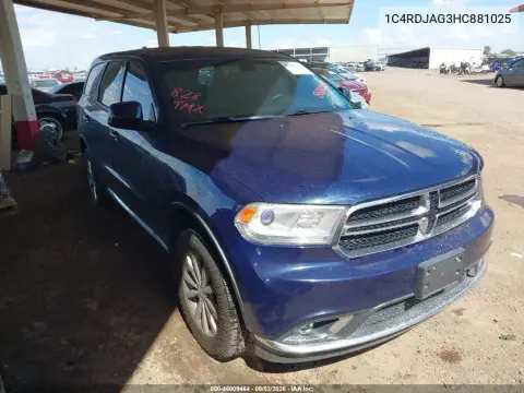 1C4RDJAG3HC881025 — 2017 Dodge Durango, Естественный износ, фото до ремонта