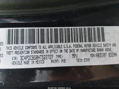 2017 Dodge Journey Sxt VIN 3C4PDCBG8HT522727 фото 9