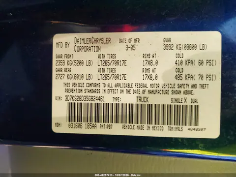 2005 Dodge Ram 2500 Slt/Laramie VIN 3D7KS28D35G824461 фото 10