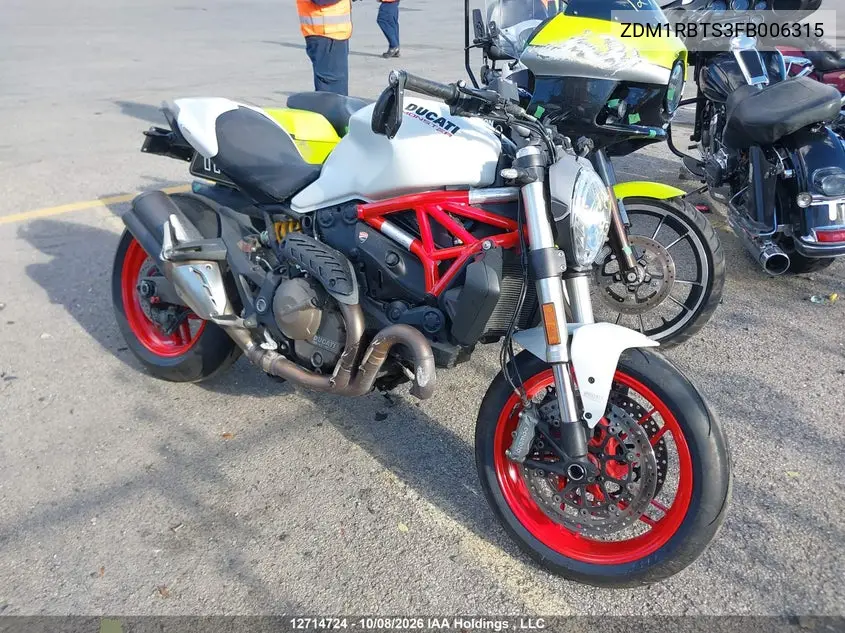 2015 Ducati Monster 821 VIN ZDM1RBTS3FB006315 фото 1
