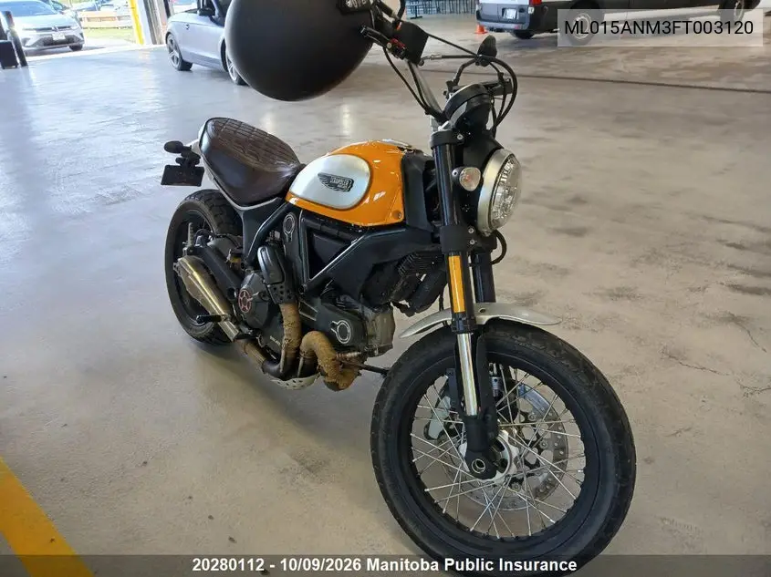 2015 Ducati Scrambler Classic VIN ML015ANM3FT003120 фото 1