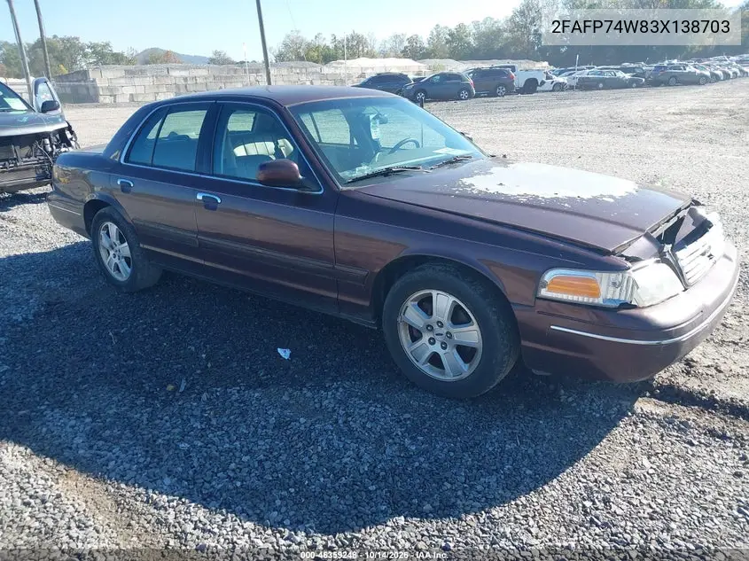 2FAFP74W83X138703 — 2003 Ford Crown Victoria, фото 2 с аукциона IAAI, Передняя часть