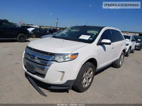 2012 Ford Edge Sel VIN 2FMDK3JC0CBA90660 фото 3