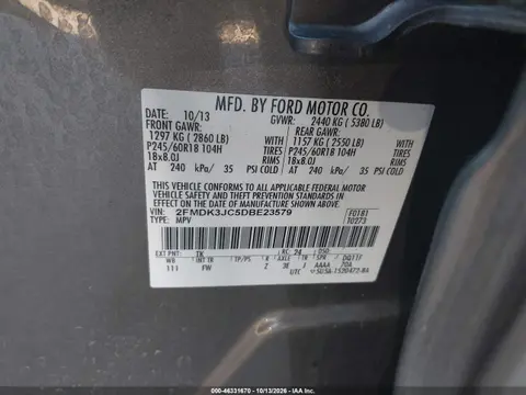 2013 Ford Edge Sel VIN 2FMDK3JC5DBE23579 фото 10