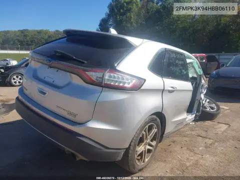 2017 Ford Edge Titanium VIN 2FMPK3K94HBB06110 фото 4