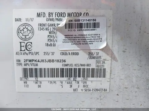 2018 Ford Edge VIN 2FMPK4J83JBB18236 фото 19