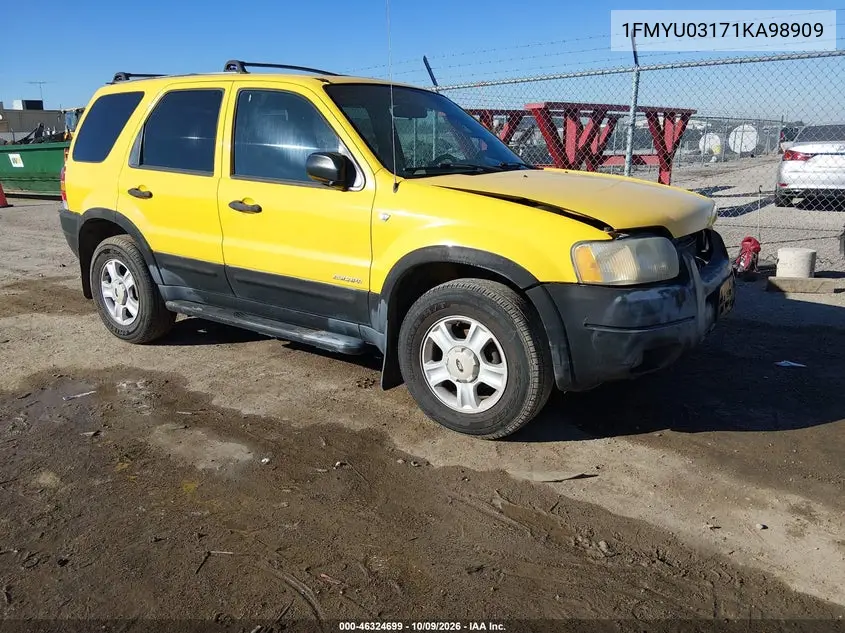 2001 Ford Escape Xlt VIN 1FMYU03171KA98909 фото 2