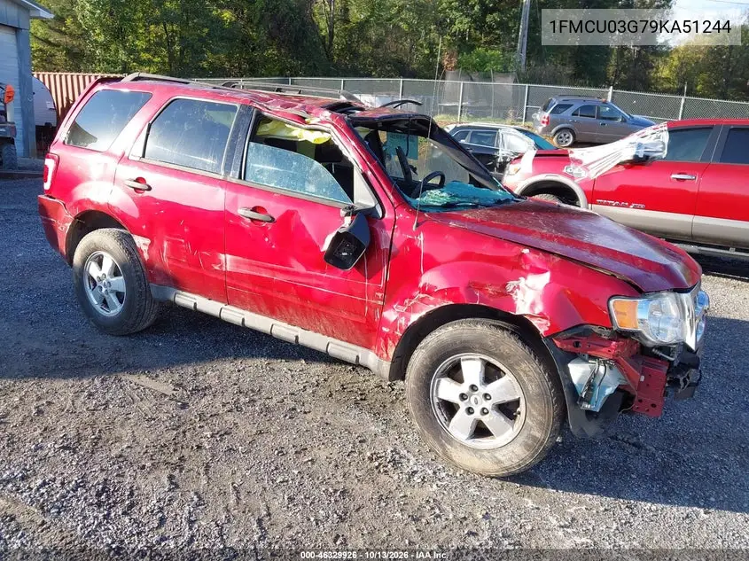 2009 Ford Escape Xlt VIN 1FMCU03G79KA51244 фото 1