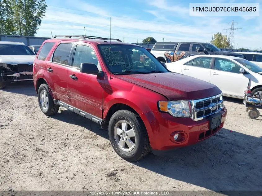 2012 Ford Escape Xlt VIN 1FMCU0D76CKB45685 фото 2