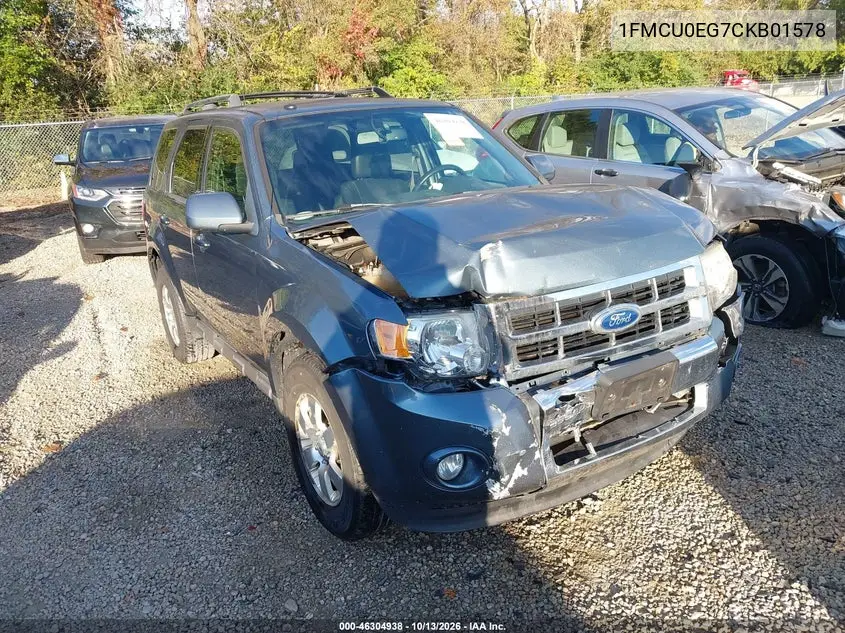 2012 Ford Escape Limited VIN 1FMCU0EG7CKB01578 фото 1