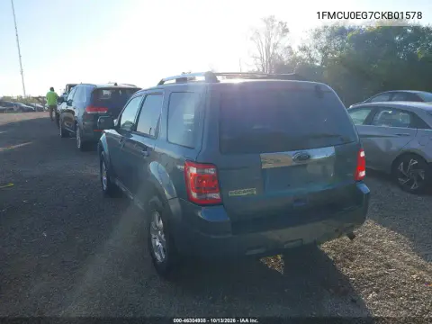 2012 Ford Escape Limited VIN 1FMCU0EG7CKB01578 фото 3