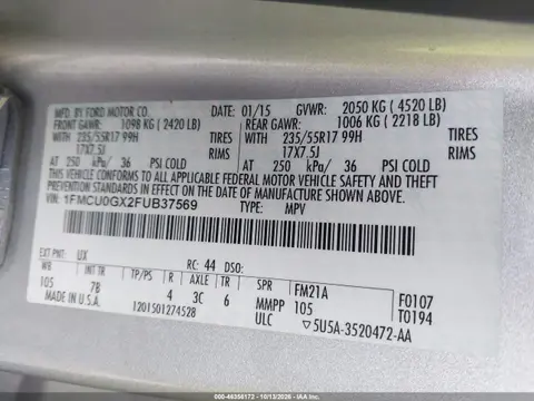 2015 Ford Escape Se VIN 1FMCU0GX2FUB37569 фото 10