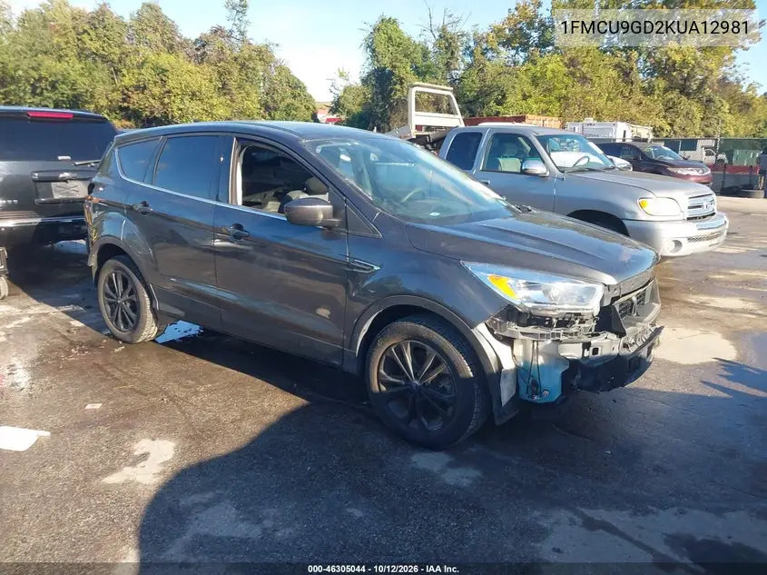 2019 Ford Escape Se VIN 1FMCU9GD2KUA12981 фото 1