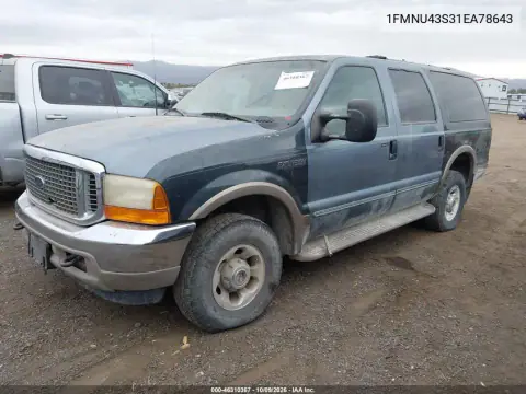 2001 Ford Excursion Limited VIN 1FMNU43S31EA78643 фото 2