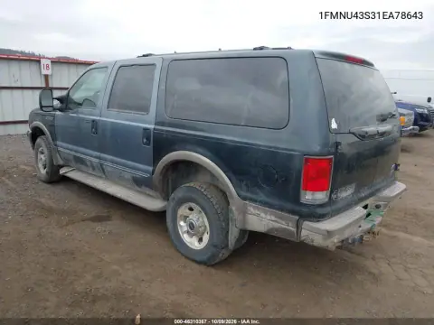 2001 Ford Excursion Limited VIN 1FMNU43S31EA78643 фото 3