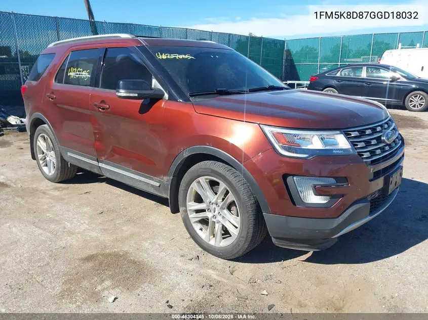 2016 Ford Explorer Xlt VIN 1FM5K8D87GGD18032 фото 2
