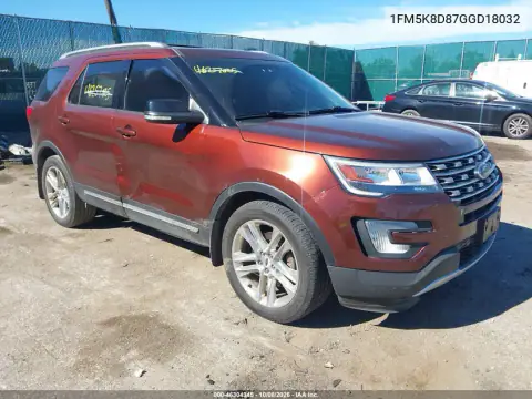 1FM5K8D87GGD18032 — 2016 Ford Explorer, Правая сторона, фото до ремонта