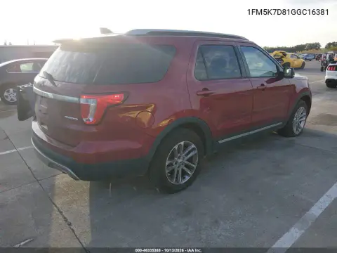 2016 Ford Explorer Xlt VIN 1FM5K7D81GGC16381 фото 5