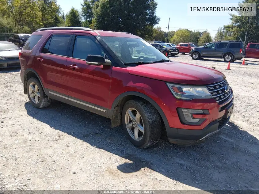1FM5K8D85HGB58671 Ford Explorer 2017 — повреждение Не указано, фото до ремонта
