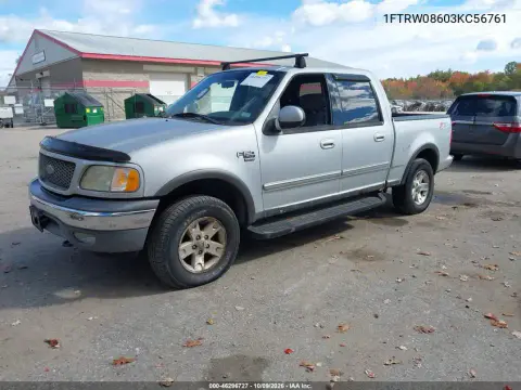 2003 Ford F-150 Lariat/Xlt VIN 1FTRW08603KC56761 фото 3