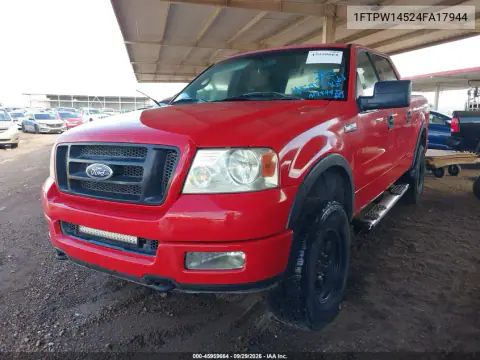 2004 Ford F-150 Fx4/Lariat/Xlt VIN 1FTPW14524FA17944 фото 3