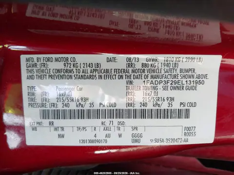 2014 Ford FOCUS SE VIN 1FADP3F29EL131950 фото 9